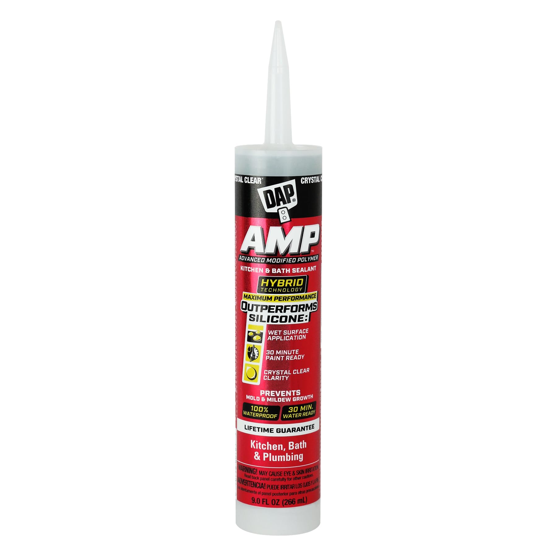 DAP Scellant AMP pour cuisine et salle de bain: 9.0 fl. oz. (Clair comme de l'eau de roche)