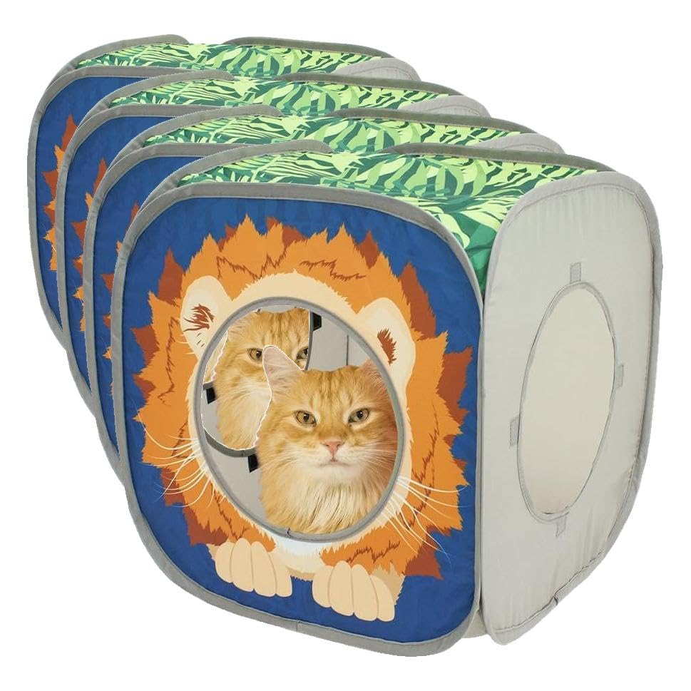 Image of Kitty City Safari Jungle Collapsible Cat Toy Collection, Cube (Pack of 4)