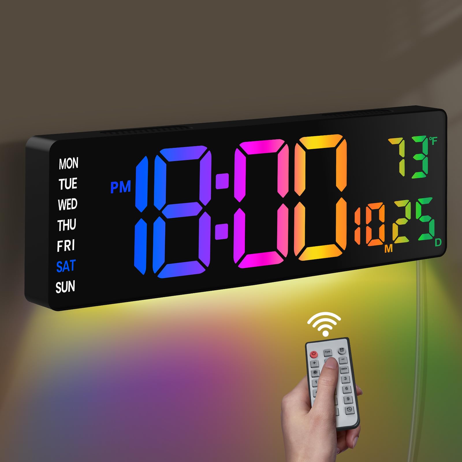HORLOGE MURALE NUMÉRIQUE Grand ÉCran, 25cm USB LED Horloges Murales