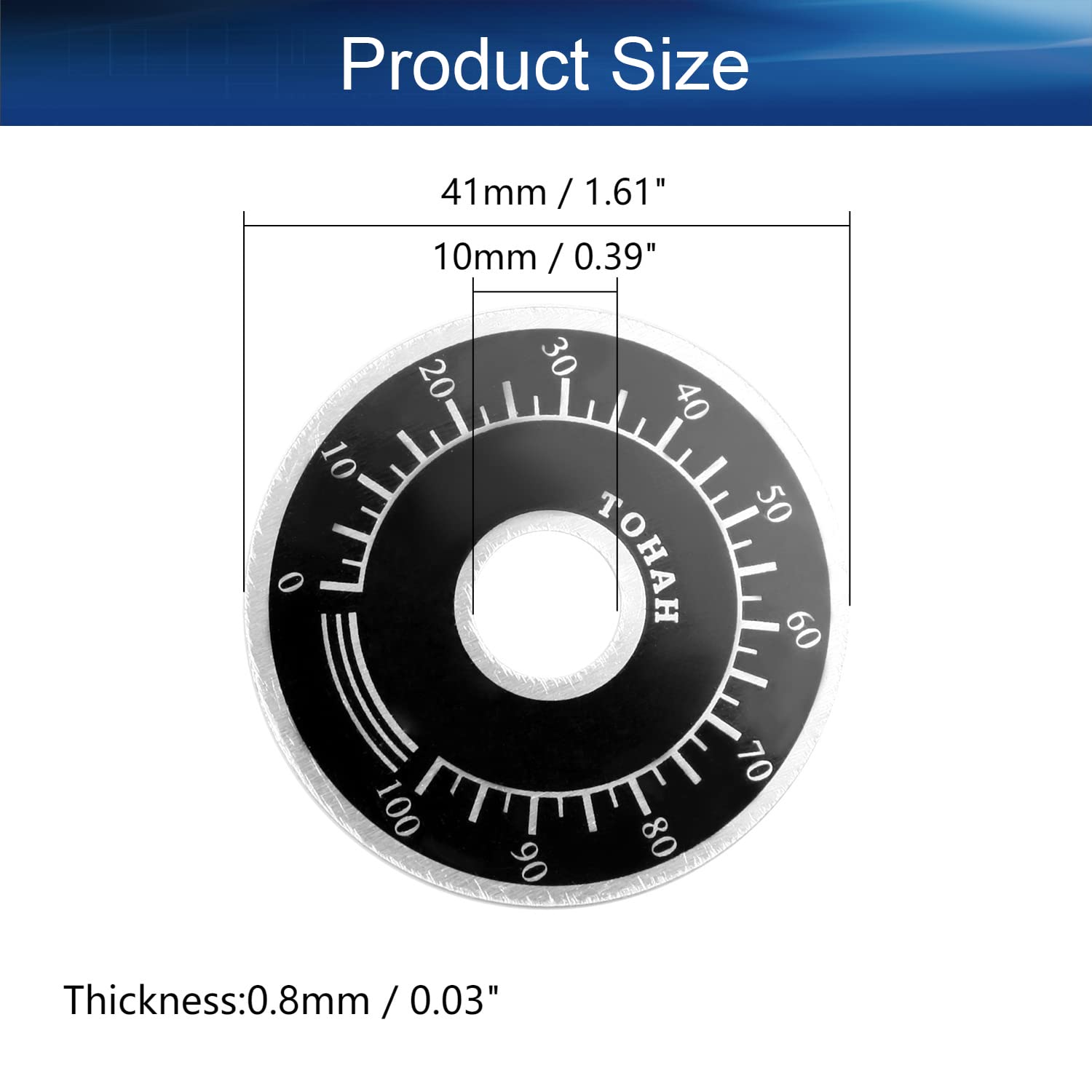 Heyiarbeit 10Pcs Potentiometer Digital Dial Rheostat Variac Transformer Face Scale Plate Black RV24YN WTH118