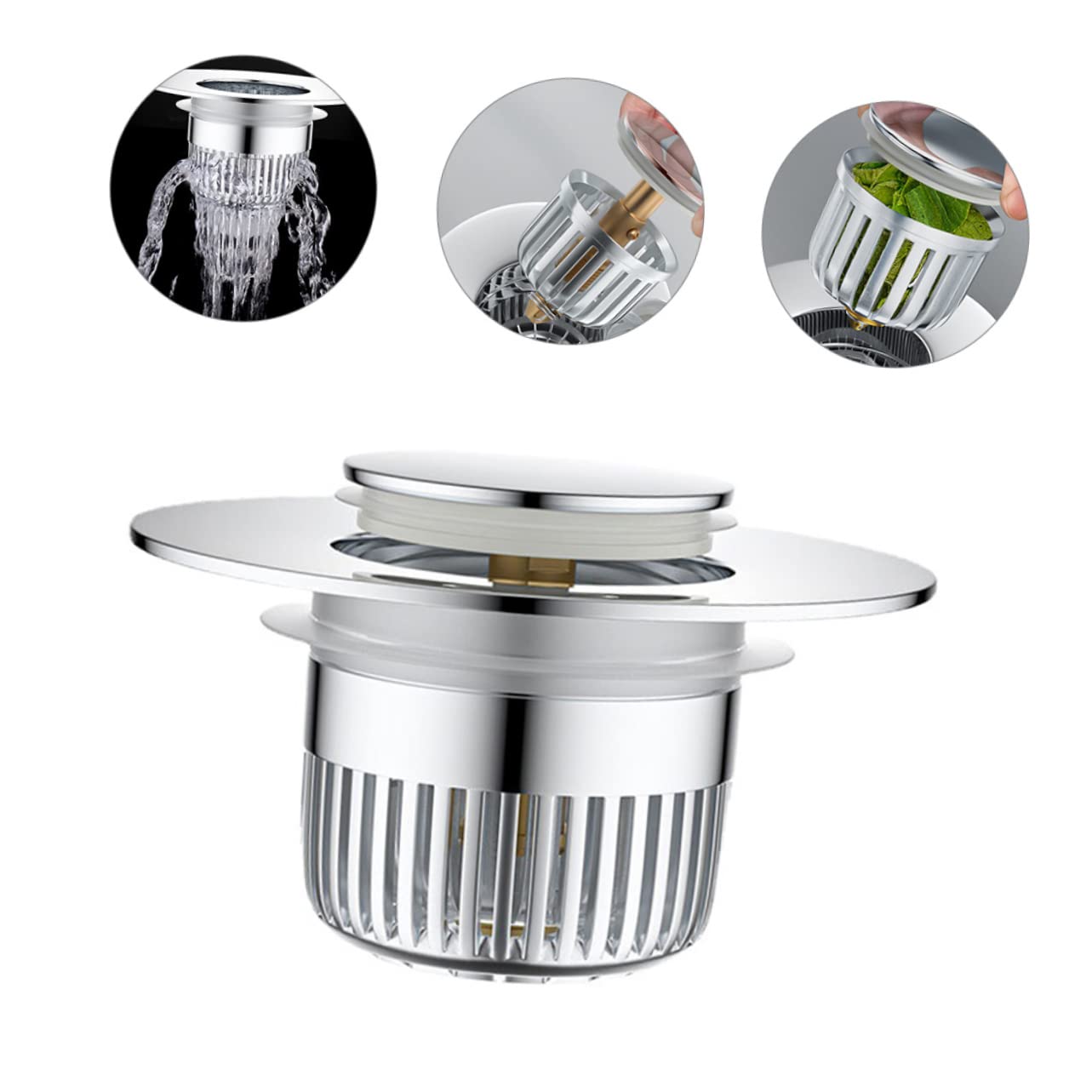 Homoyoyo Tapón Antibloqueo para Desagüe De Lavabo Filtro De Desagüe Tapón De Fregadero Emergente Escurridor Reemplazo De De Lavabo De Baño