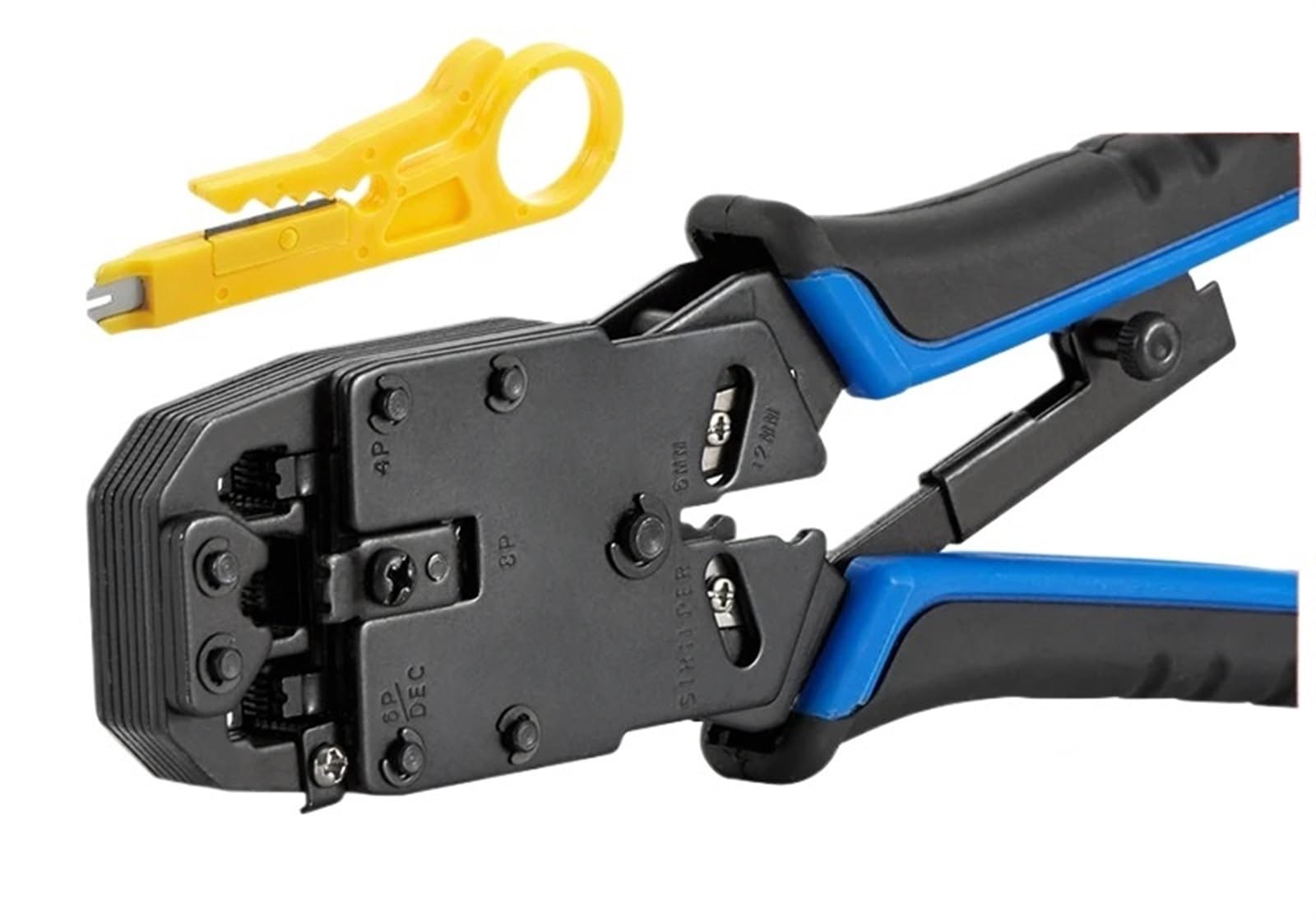 AVIMYA RJ45 Zaciskarka Sieciowe Narzędzia Ręczne RJ11RJ12RJ45 Szczypce do zaciskania kabli sieciowych i telefonicznych Złącze modułowe Zaciskanie (Kolor: Żółty)