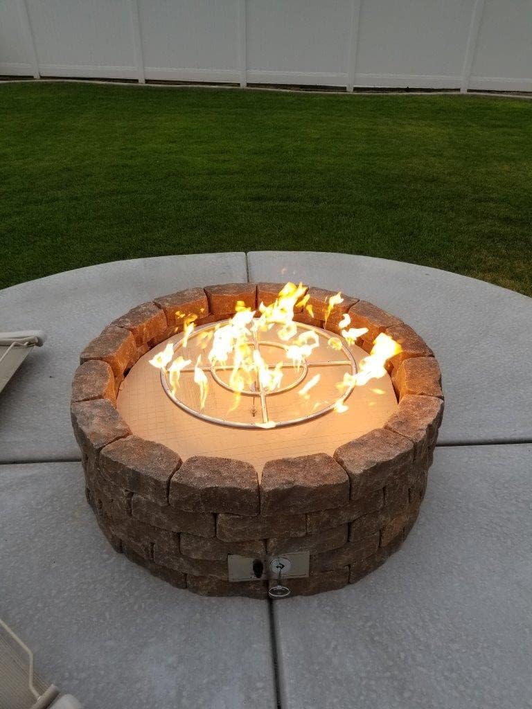 EasyFirePits Pre-Plumbed Natural Gas/Propane Fire Pit Kit & Lifetime Warranted 316 Stainless Steel Burner Choice (18.00, 18 Inch Double Ring)