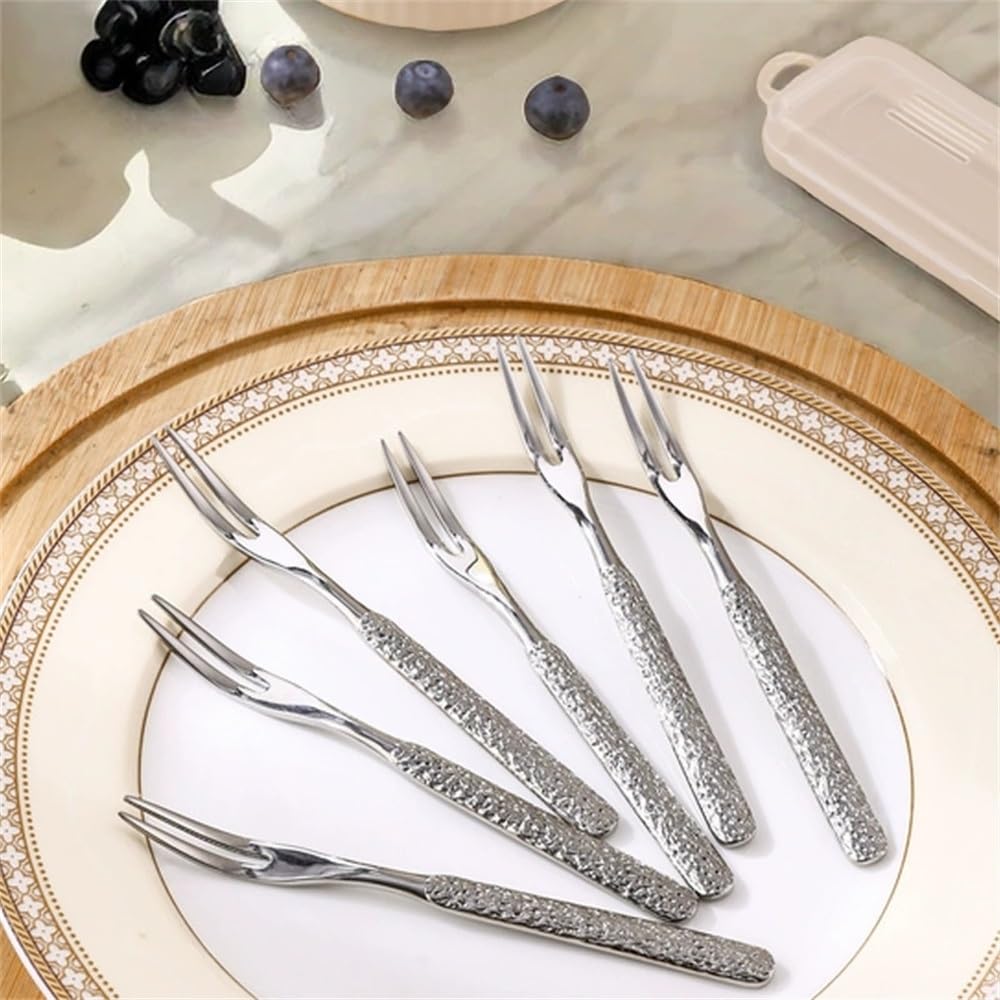 LYVQZPWLRcuchara de Acero Inoxidable, Tenedor de Fruta, 6 Piezas, for el hogar, Tenedores de Fruta, Tenedores de Postre, Tenedores Ligeros for Postre, Pastel, Fruta