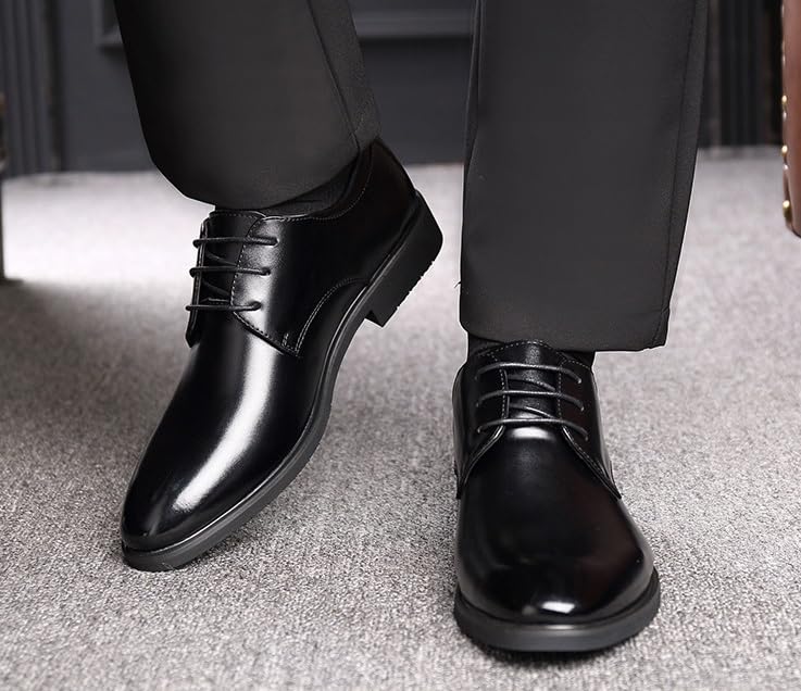 Men's Dress Shoes Business Formal Pointed-Toe Lace-Up Oxford Derby Fashion Comfortable Non Slip Leather Sole3