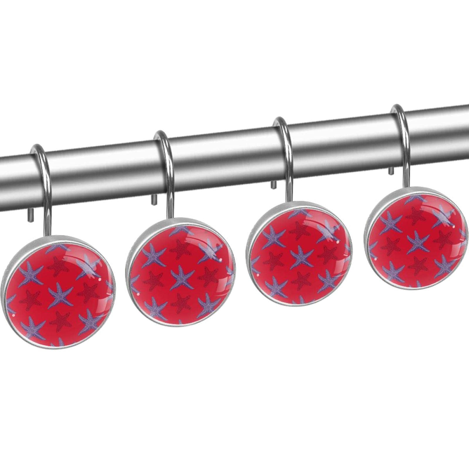 Ganci Per Tenda Doccia A Doppio Scorrimento Con Stella Marina: Set Da 12 Pezzi In Acciaio Inox 304, Antiruggine, Con Rotelle Lisce E Design Unico