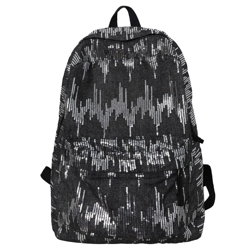 Trendy Shiny Backpack for Women – Fashion Large Capacity Y2k Backpack, Stylish Casual Daypack Daily Travel Work (black)