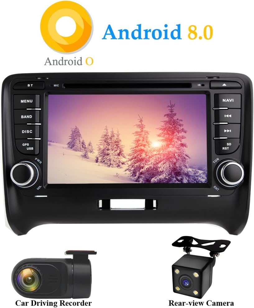 Android 8.0 Car Stereo 7" in Dash Autoradio 2 Din 8-Core RAM 4G ROM 32G Head Unit Sat Nav Car GPS Navigation with DVD Player for Audi TT (2006-2015) (Car Stereo)