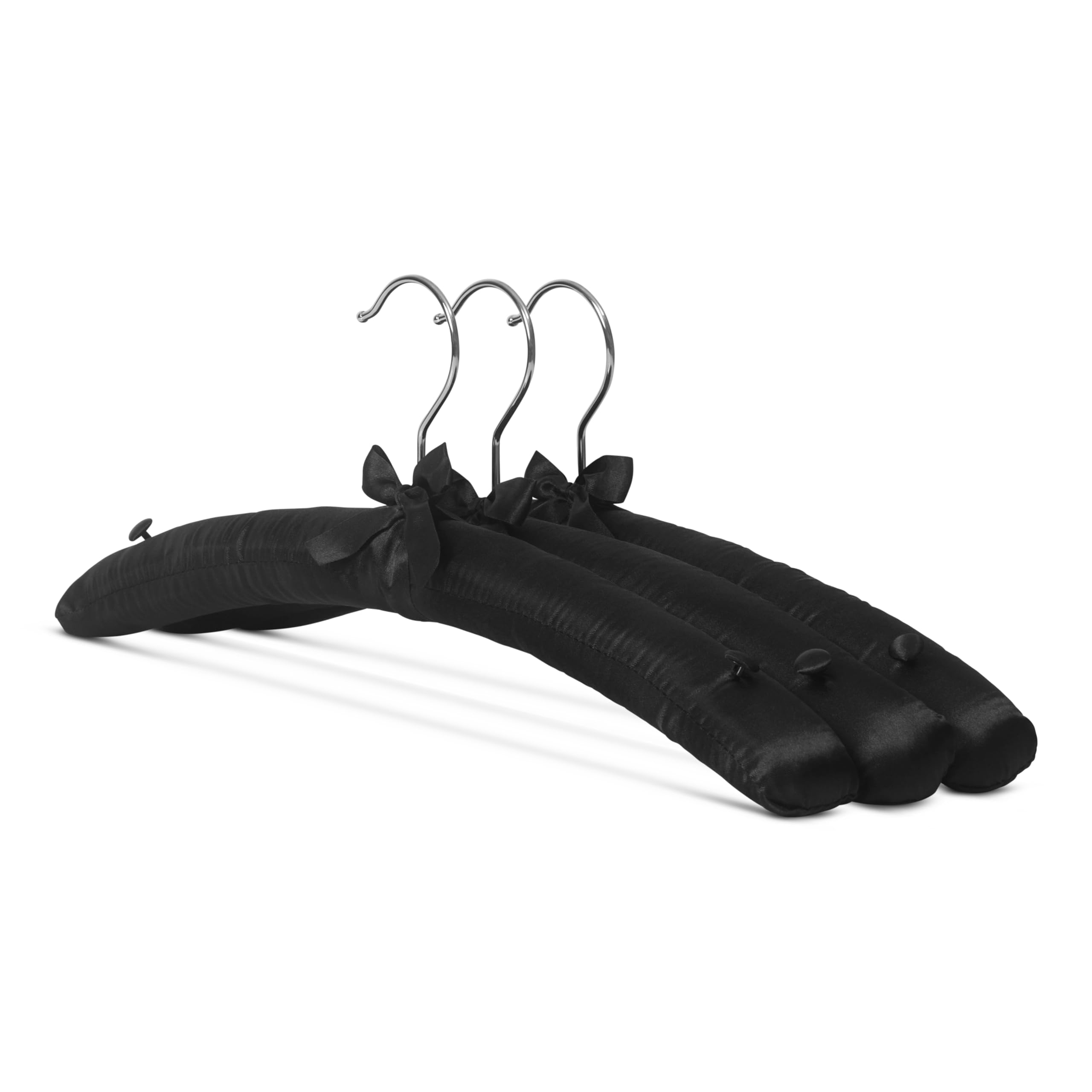The Hanger Store 10 Black Satin Soft Padded Bridal Coat Hangers, 43cm Wedding Dress Gown Hangers
