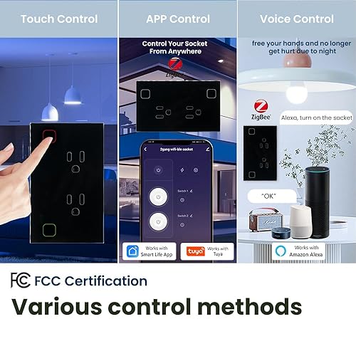 Miniatura 3 de Toma de pared inteligente, zigbee socket monitoreo de energía, funciona con TuyaAlexaGoogle Assistant Need Zigbee Hub, negro