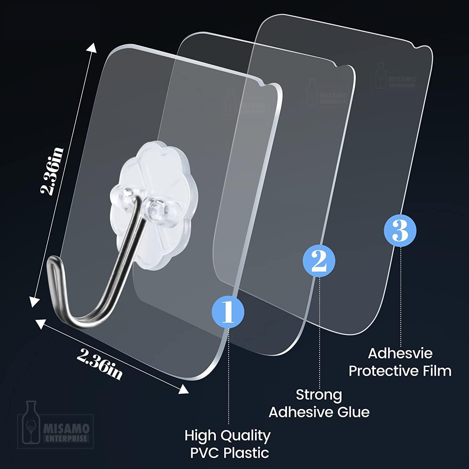 Hooks for Wall Without Drilling Waterproof Hooks for Bathroom Shower Kitchen Keys Door Outdoor Home Improvement Utility Hook (10)