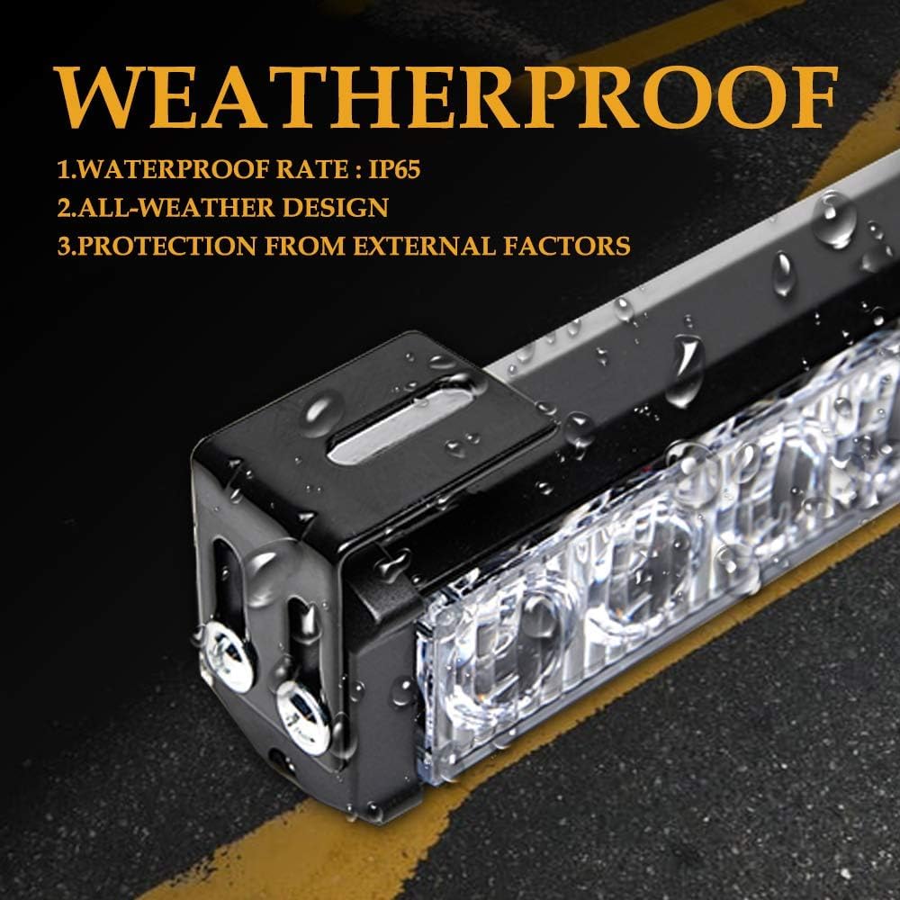 Barre Lumineuse LED Stroboscopique Ambre 99 Cm - 70 LED, 360°, 12-24V - Pour Camion, Chantier, Véhicule D'urgence