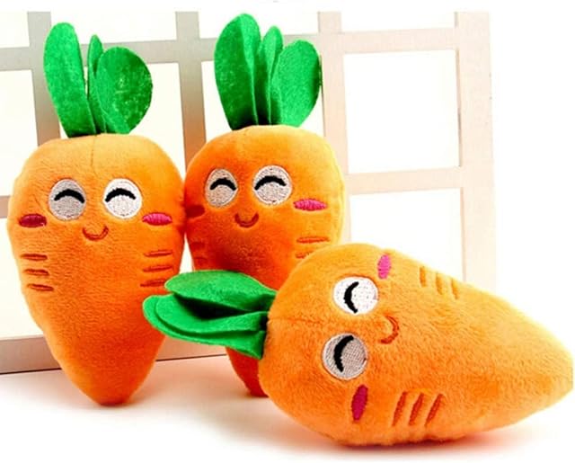 Foto 3 de 4 de Zhhuoc 1 pieza naranja suave cachorro linda zanahoria peluche masticable chirriante sonido chirriante…