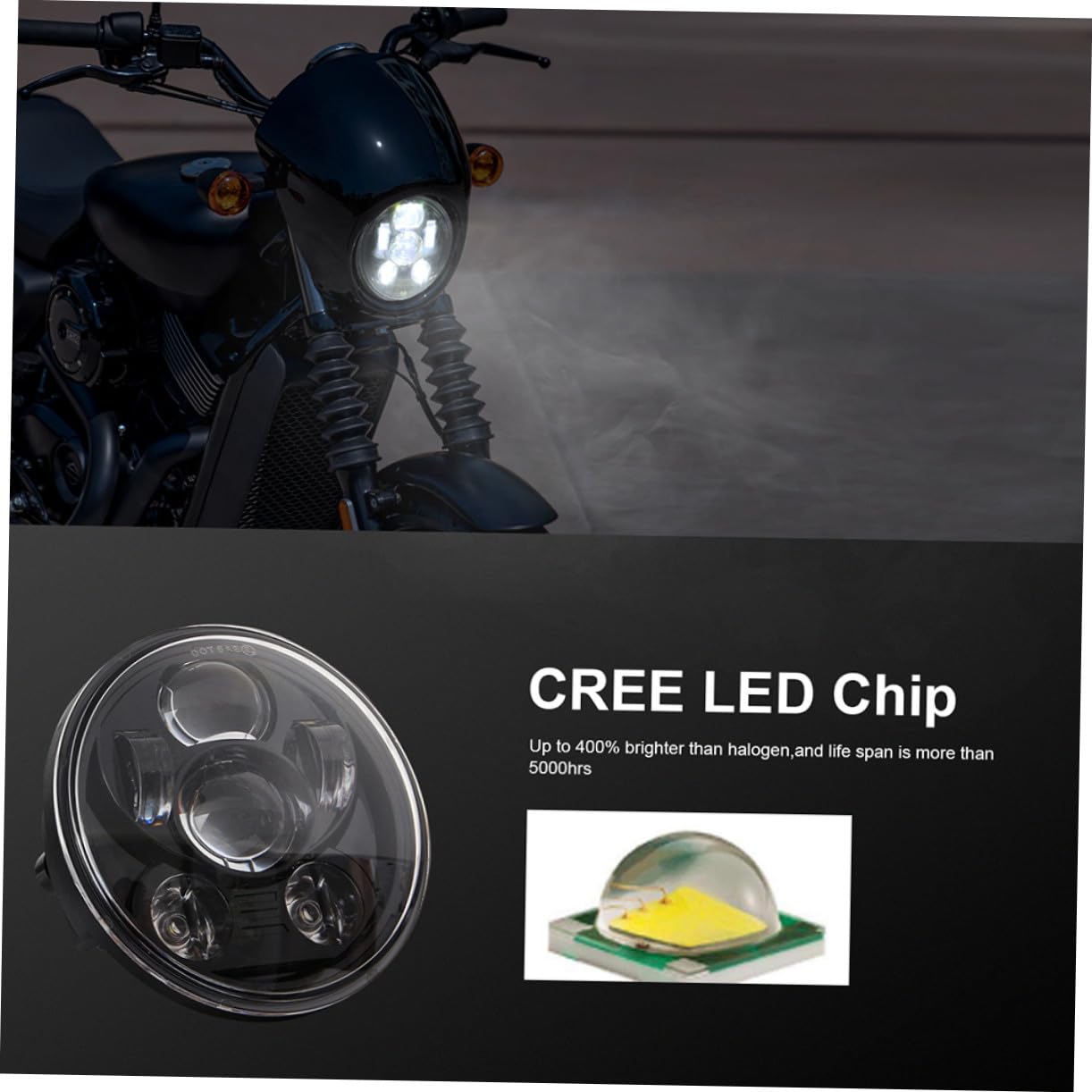Mikikit 1pezzi Faro Anteriore LED per Moto Faro Rotondo in Alluminio Design Angel Eye Elevata Luminosità e Impermeabilità per Condizioni di Scarsa Visibilità