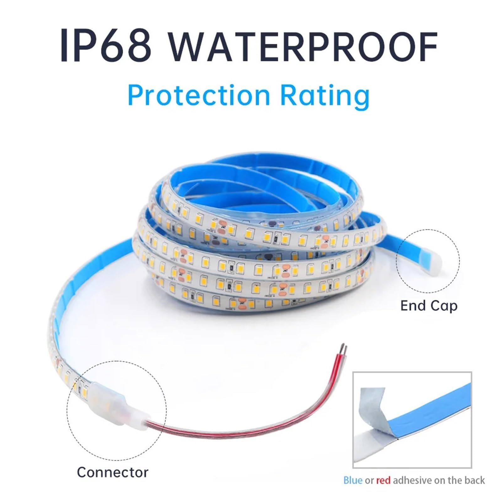 1 szt. 12 V 24 V taśma świetlna LED IP68 wodoodporna 2835 9 kolorów elastyczna taśma z 2pinami drut 120LED/m taśma świetlna 0,5 m 1 m 2 m (24 V ciepła biel, 2 m)
