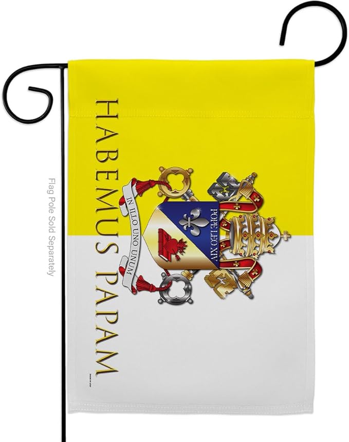 Pope Leo XIV Crest Garden Flag Memorabilia Decor Religious Yard Sign Picture Print Habemus Papam Decorations American Papal Poster Vatican Canvas Roman Tapestry Catholic Gifts Made in USA