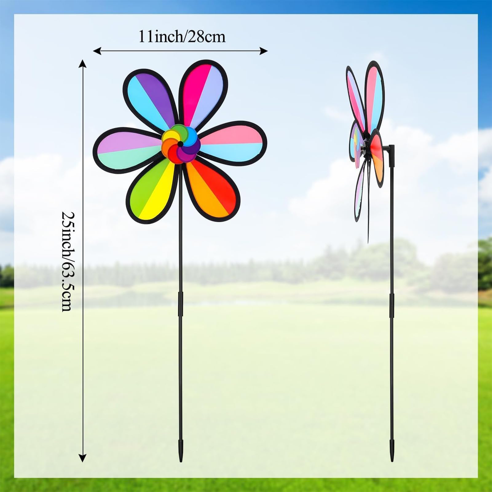 Tourniquets de Vent pour Jardin | Lot De 4 Moulins à Vent Rotatifs Colorés pour Jardin - Décorations Printanières Résistantes aux Intempéries pour Parcs, Festivals et Activités Familiales