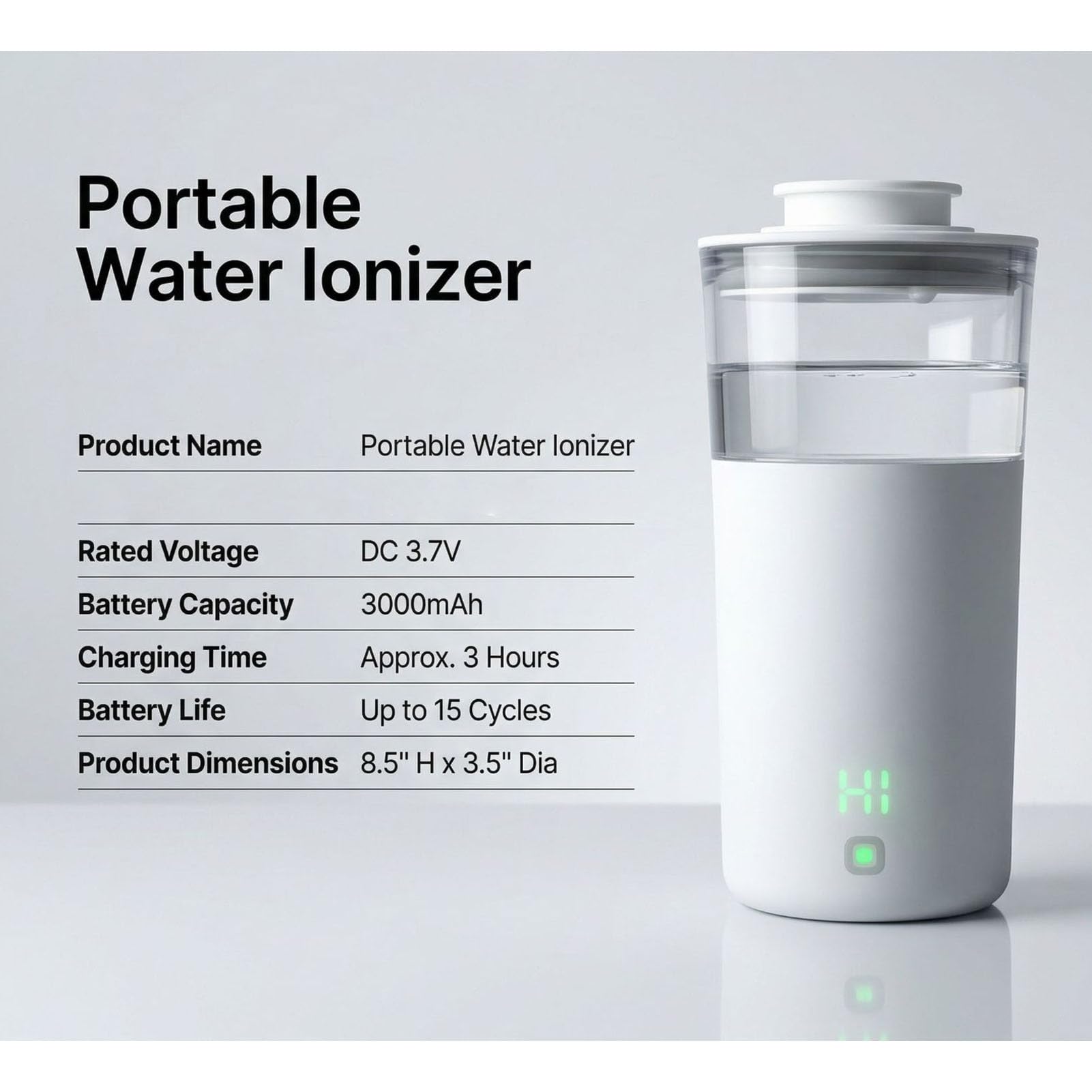 Luocute Tazza per Collutorio Elettrico, con Display della Batteria | Coppa per igiene orale portatile per elettrolisi delicata, senza sale, per viaggi e uso domestico