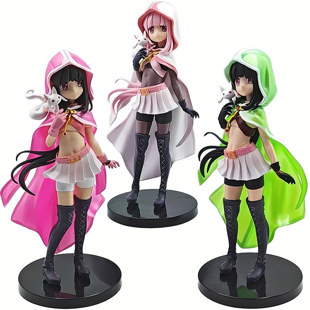 Xinchangda 3PCS Kyuubey Tamaki Figure 22CM PVC Cloak Ver Standing Model Tamaki Iroha Iroha Action Figures Anime Statue Collectable Decorations Ornaments Gifts