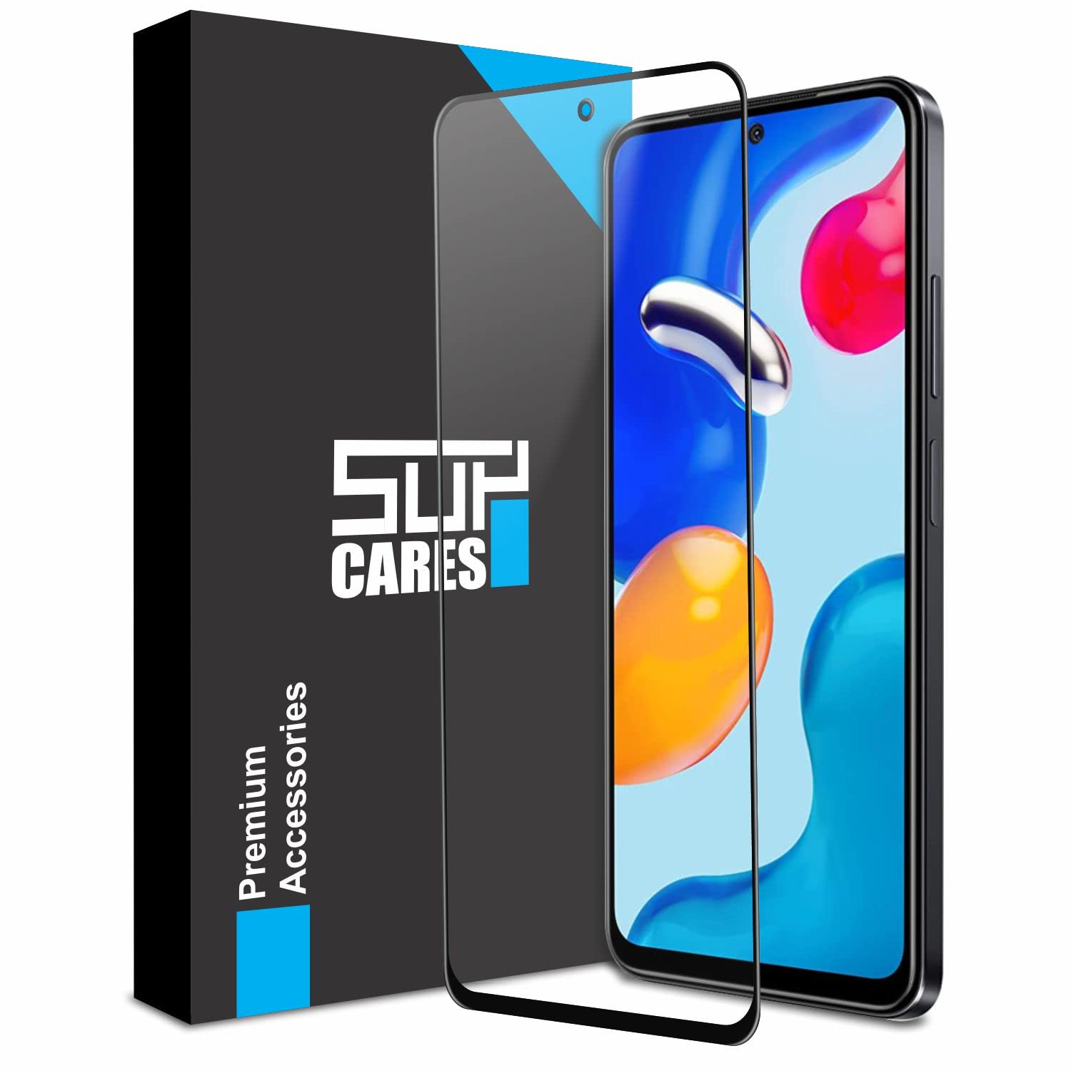 SupCares Military-Grade Gorilla Tempered Glass Screen Protector for Redmi Note 11Se, Note 11S, Note 11, Note 10S and Redmi Note 10 (6.43 Inch) With Installation Kit | Edge to Edge Coverage | Black