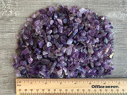 Amethyst Chips – Natural Mini Amethyst Stones, Crushed Undrilled Amethyst, Semi-Tumbled Genuine Amethyst (1/2 lb)