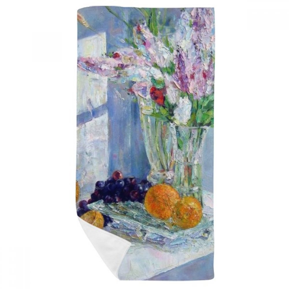 Serviette de bain douce peinture de fleurs art de vivre drap de douche pour rituel bien-être