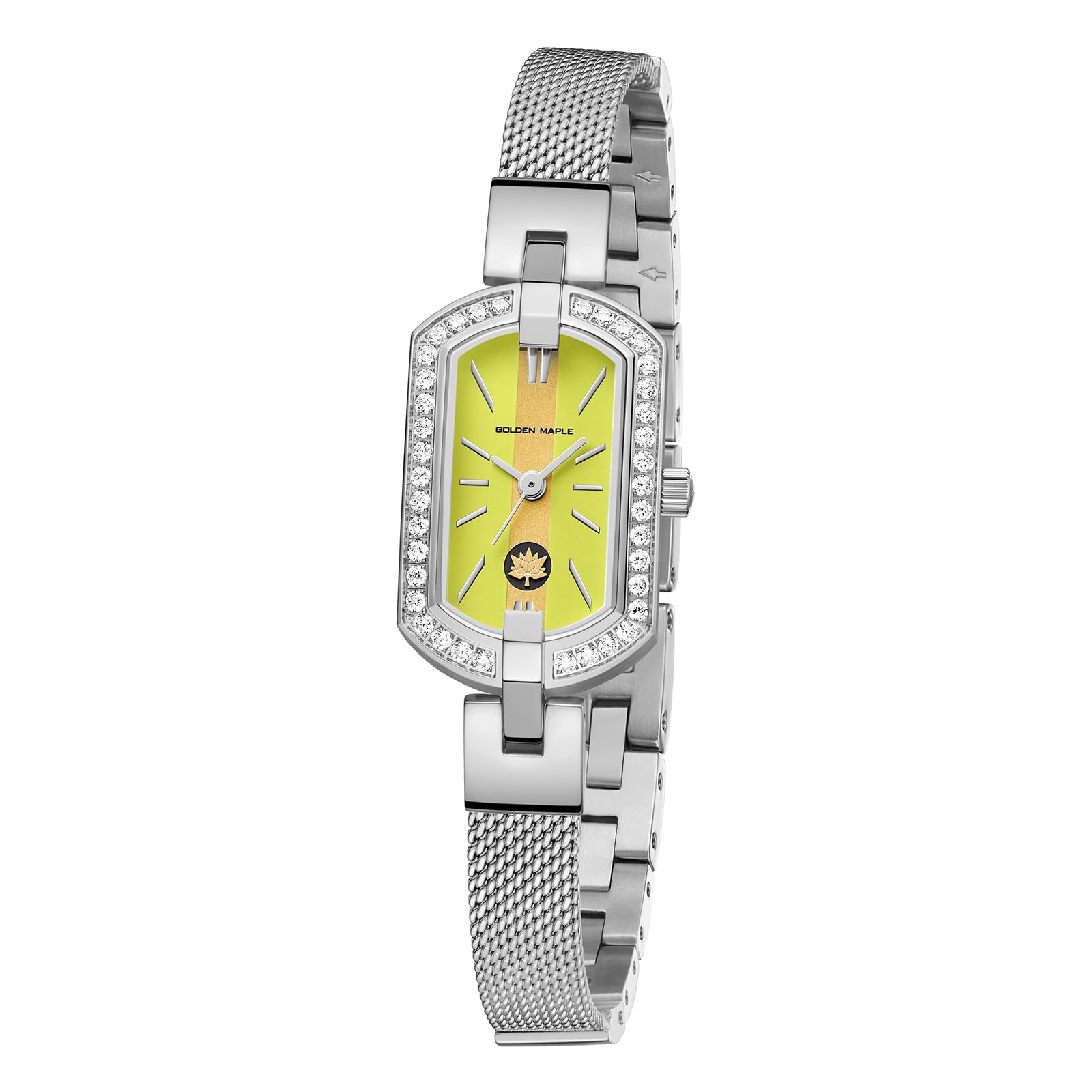 Golden Maple Relojes para mujer, pequeña caja ovalada de acero inoxidable, esfera de madre perla, delicados relojes de mujer, regalos de lujo para ella