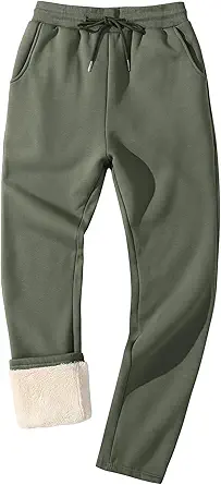 Flygo Men's Fleece Lined Sherpa Sweatpants Winter Warm Pants Jogger Lounge Athletic Pant with Pockets