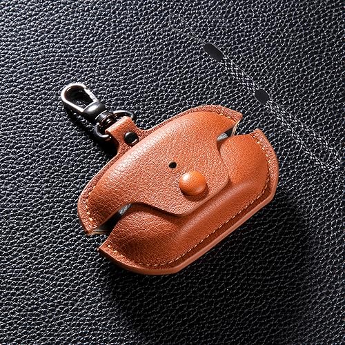 Image of Compatible with Sony WF-1000XM5 Case Cover with Keychain Hook Lanyard,Vintage Leather Case Designed for Sony Earbuds WF1000XM5 Case Cover (2023) for Women Men (Brown)