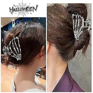AIUPUOC Black Hair Clip with Skeleton Skull Design for Women's Hair Styling, Medium Metal Hair Claw Clips, Halloween Hair Accessories, 1 Count AIUPUOC Black Hair Clip with Skeleton Skull Design for Womens Hair Styling Medium Metal Hair Claw Clips Halloween Hair Accessories 1 Count