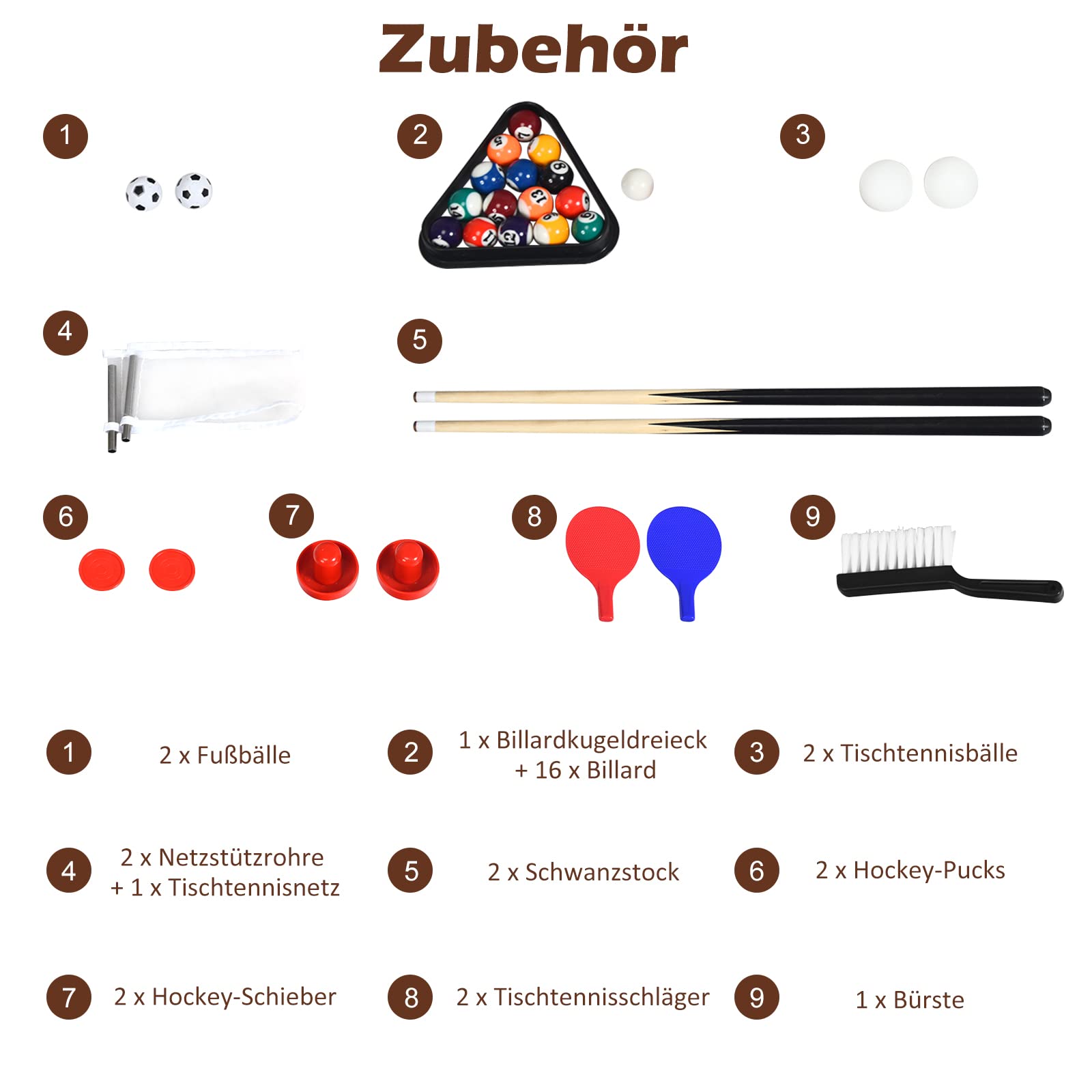 GOPLUS 4 in 1 Spieltisch Tischkicker Tischtennis Tischhockey Billardtisch Multifunktionstisch