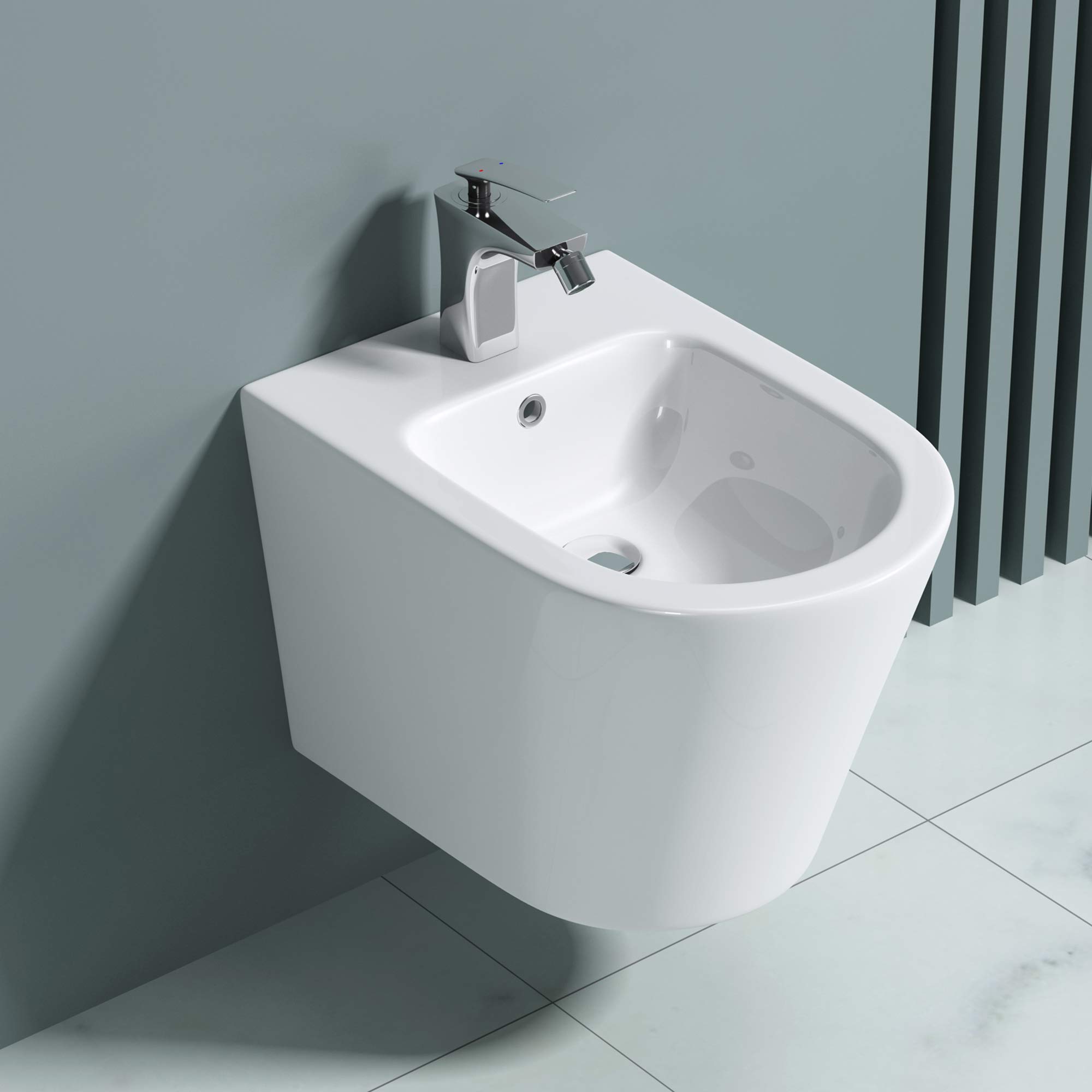 doporro Inodoro Bidé 36x51,5x34,5cm diseño Düren108 en blanco fabricado en cerámica Bidé suspendido con rebosadero y revestimiento para fácil limpieza