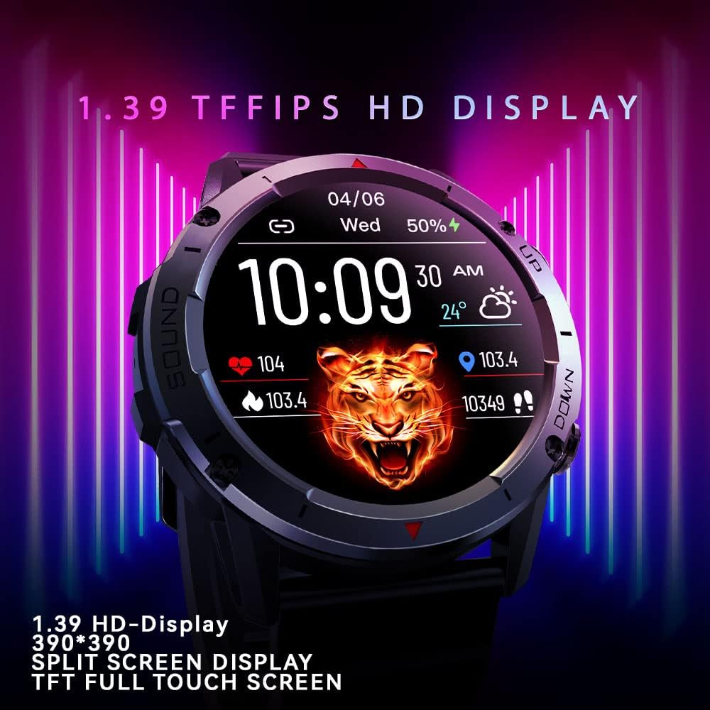 Bengux Smartwatch Uomo chiamate e whatsapp,1,39 HD Tracker Fitness IP68 con 100+ Modalità Sport, Contapassi, Cardiofrequenzimetro da Polso, Orologio Fitness per Android iOS Nero Bengux Smartwatch Uomo chiamate e whatsapp,1,39 HD Tracker Fitness IP68 con 100+ Modalità Sport, Contapassi, Cardiofrequenzimetro da Polso, Orologio Fitness per Android iOS Nero