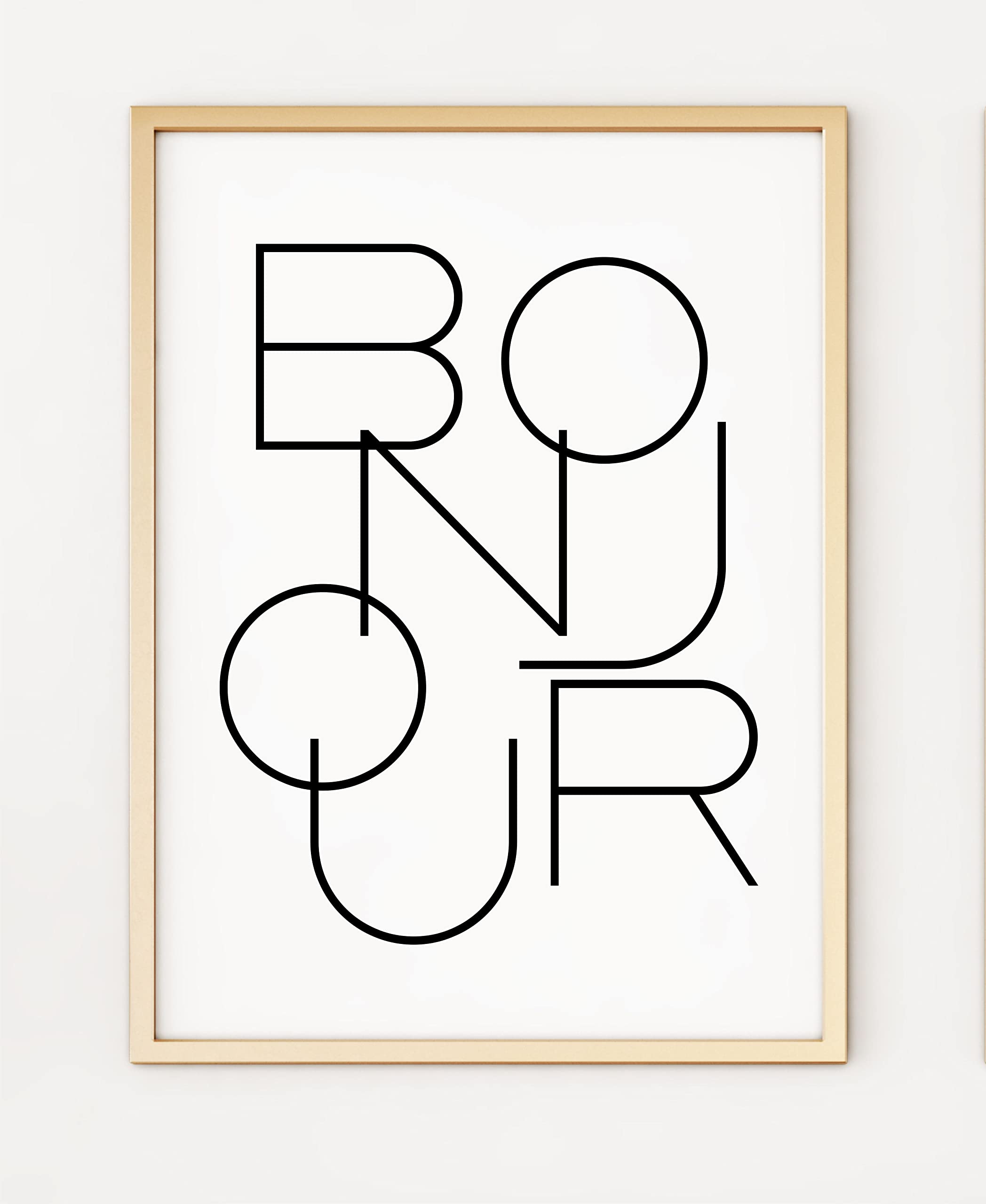 Bonjour Hello French Quote Word Typography A4 Poster Print PO292