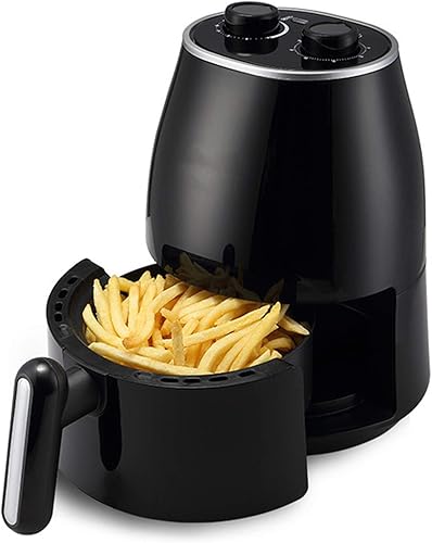 Freidora de aire de 1.5L Freidora de aire caliente Freidoras de virutas de horno para uso doméstico Cesta antiadherente con control de doble perilla
