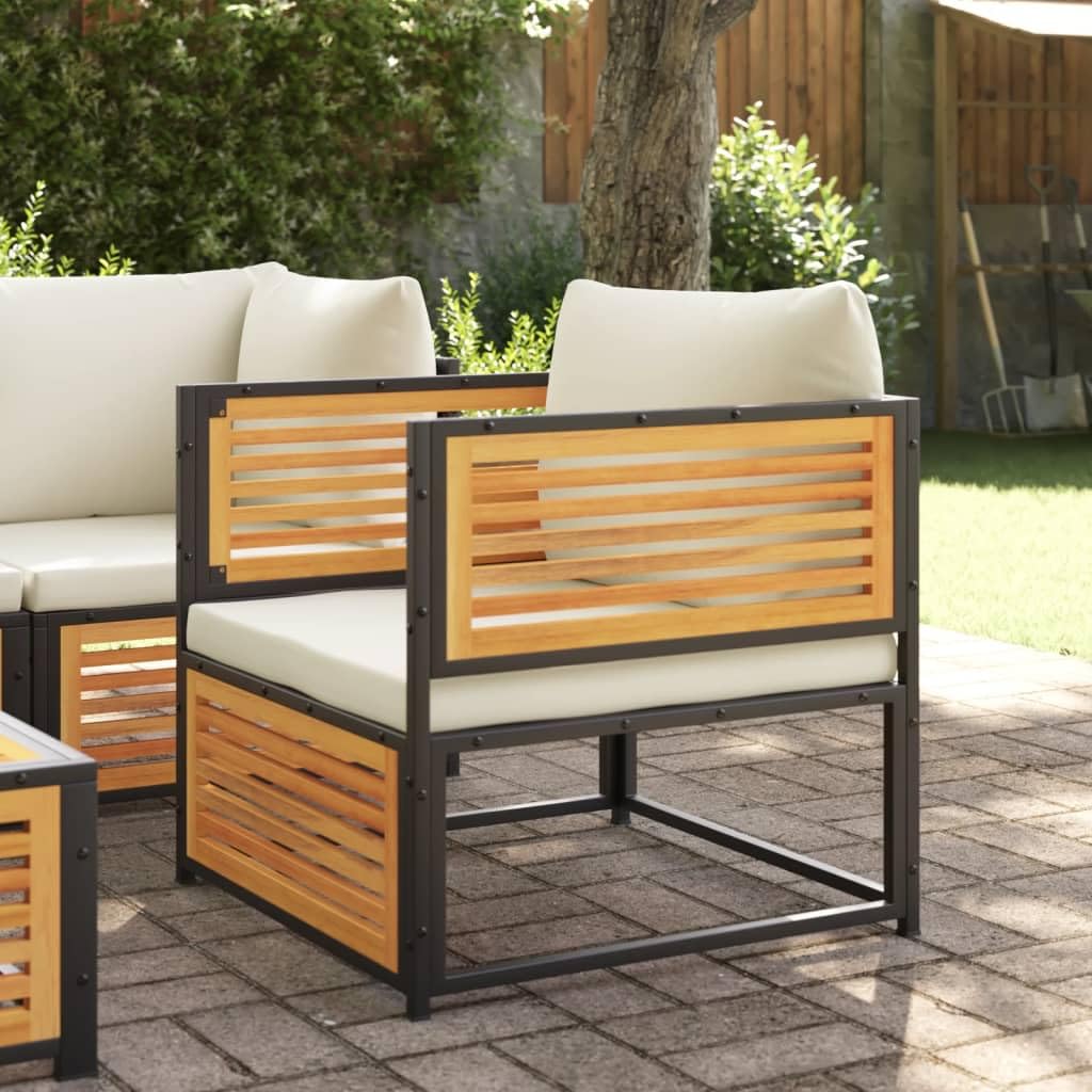 Fauteuil de jardin en acacia et acier 68x68x64 cm
