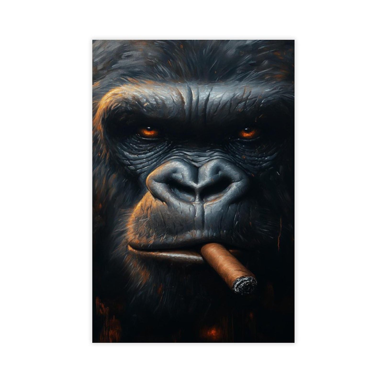 Qnvjqkdsi Unframe Gorilla Portrait, Smoking Art Canvas Poster Bedroom Decor Landscape Office Room Decor Gift 16" L X 24" W
