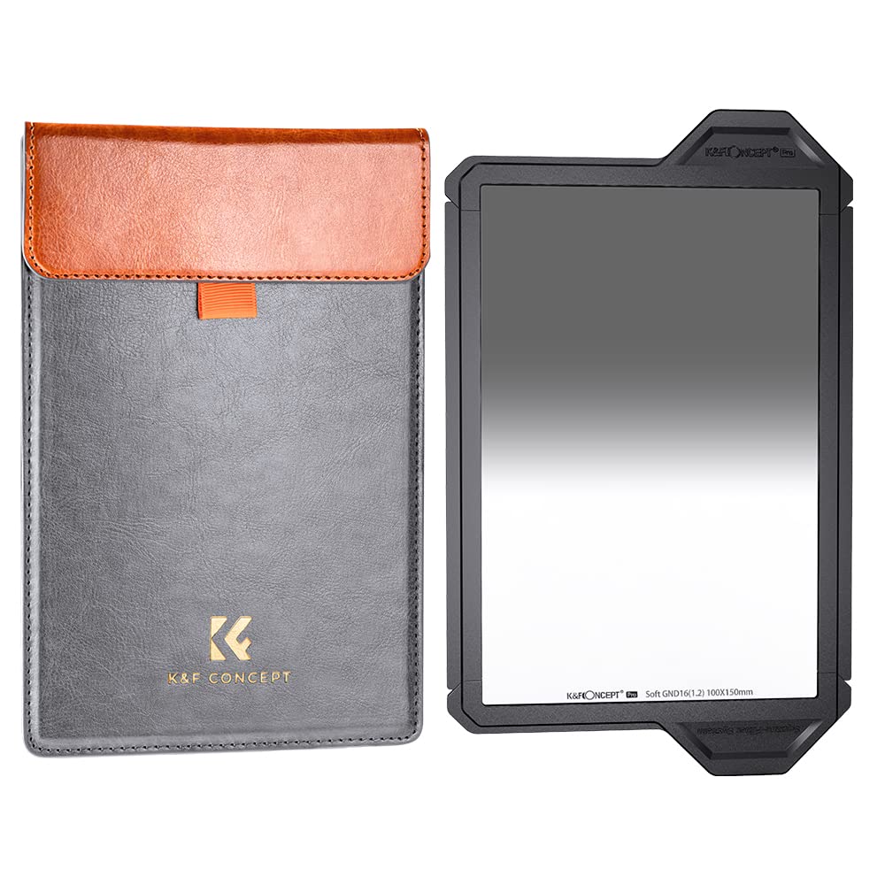 K&F CONCEPT Filtre GND16 Soft Carré 100 * 150mm 4 f-Stop avec Cadre de Protection HD Nano-revêtements Imperméable Compatible avec X-Pro Porte-Filtre Système