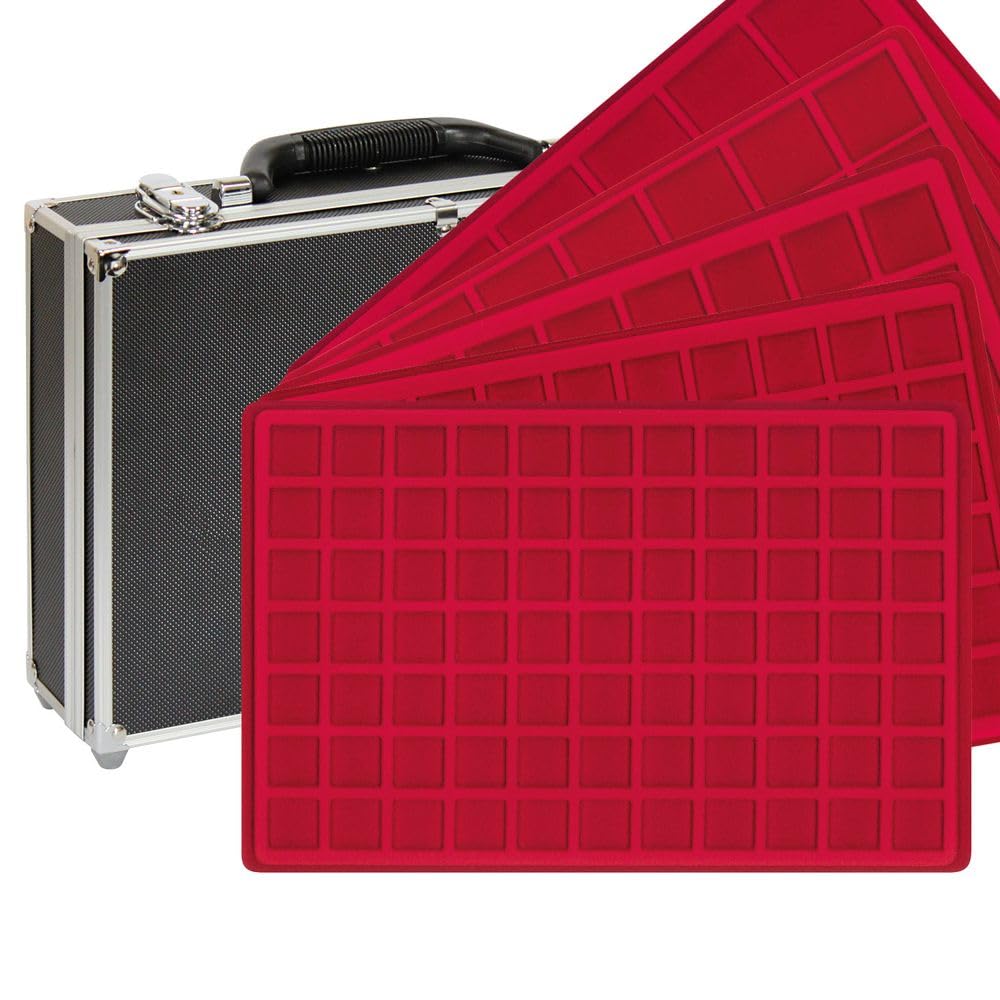 Lindner 2338 Large Coin Case with 8 Coin Trays for Various Coin Diameters