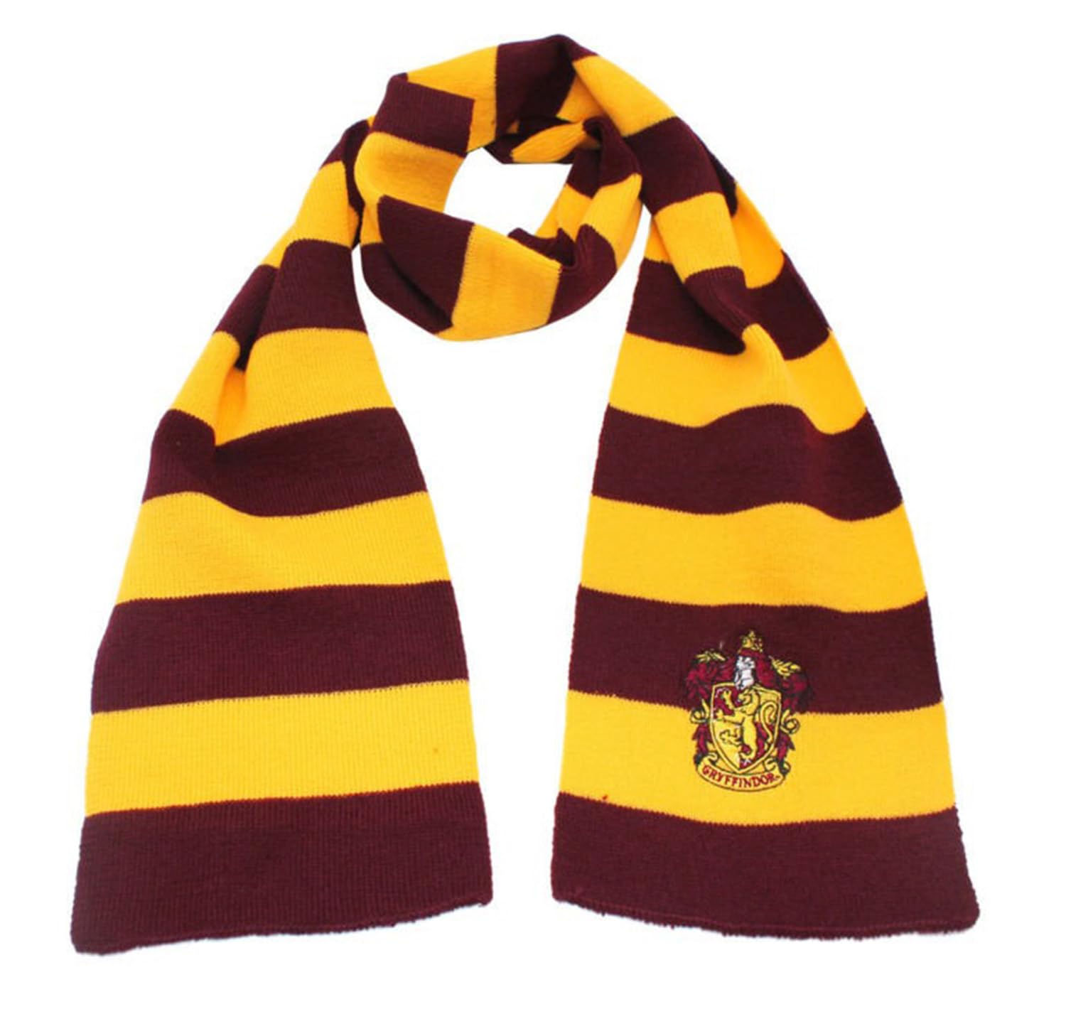 Ha*ry Potter Gryffindor Scarf for Men & Women | Knit Striped Winter Muffler | Magic College Style Cosplay Scarf for Christmas, Halloween & Birthday Theme Party | Warm Woolen Warmer (Yellow)