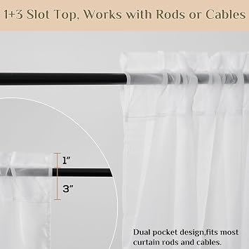 Voile Curtains for Windows 72 Drop, 2 Panels Dual Rod Pocket W56xL72 Inch