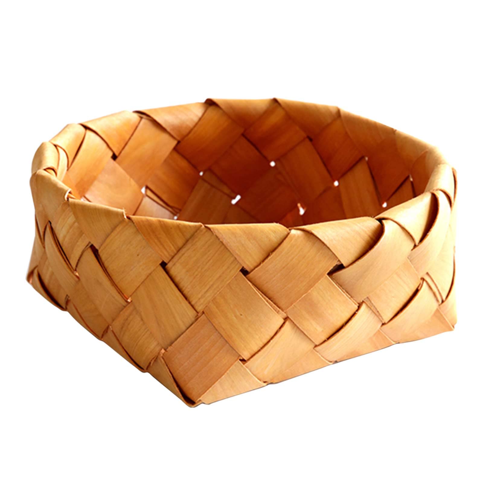 Lazyspace Woven Basket with Handle, Wooden Handmade Rattan Storage Basket Storage Container Houseware Storage Basket for Camping Outdoor Party Park Beach