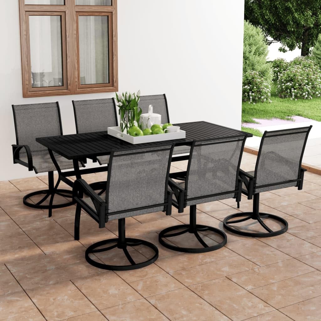 KCCKOM Garden Furniture Set 7 Piece Patio Dining Set Textilene and Steel
