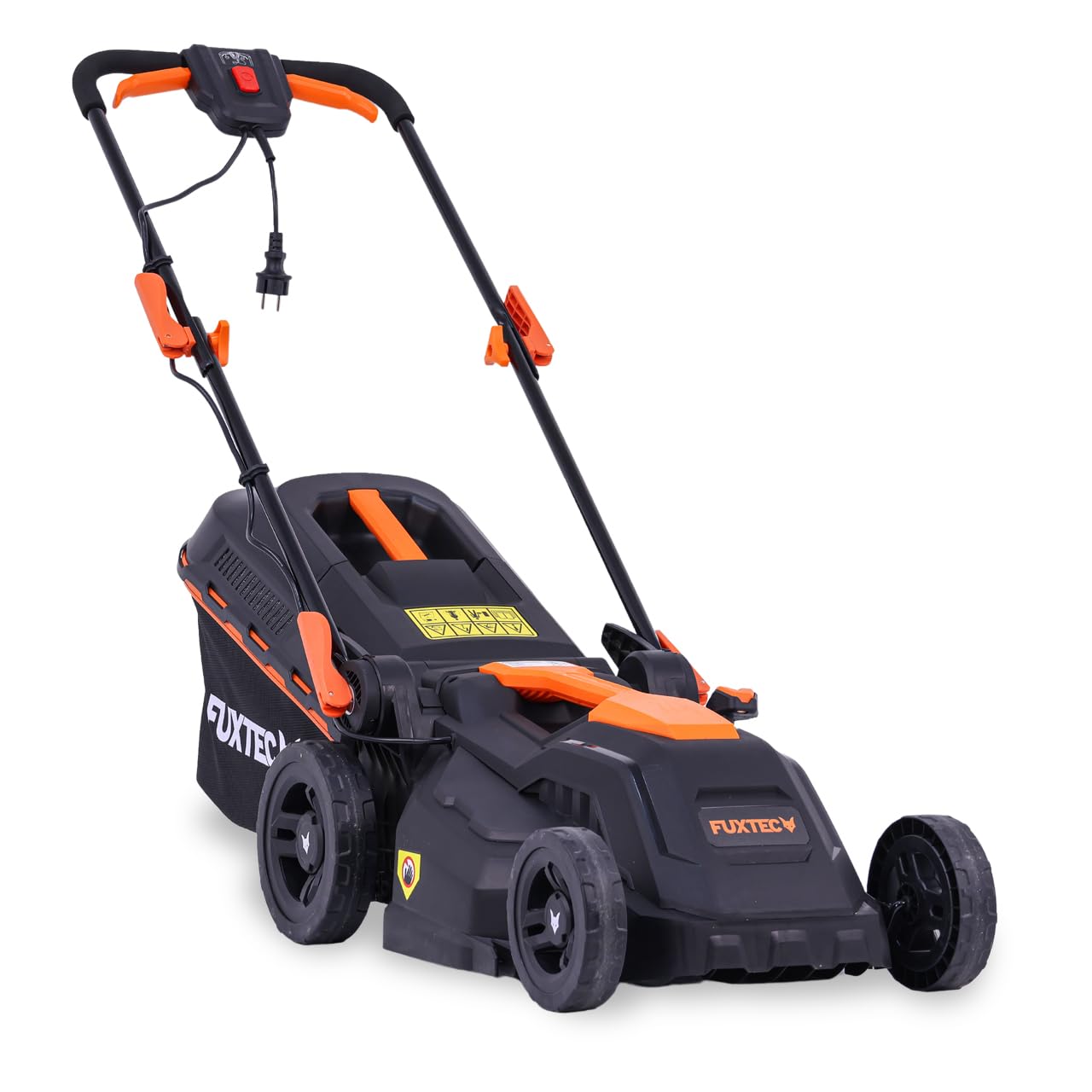 FUXTEC Elektro Rasenmäher mit Kabel FX-RME38-38cm mit 40L Grasfangkorb - nur 12kg - Schnitthöhe 20-70mm - 1600Watt & 220V