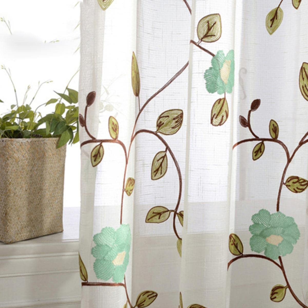 Rideaux en Tulle brodés Floraux pour Le Salon Rideaux de fenêtre pastoraux de Style américain pour la Chambre à Coucher