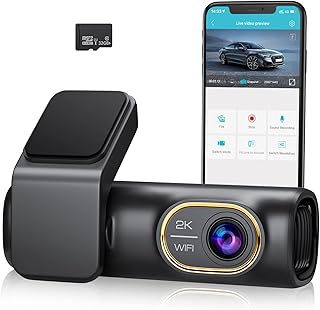 Sarmert 2K Front Dash cam Built-in WiFi, 150°Car Camera with Night Vision, 32GB Memory Card Included, Car Dashboard Camera Recorder with Parking Mode, G-Sensor, Loop Recording, Voice Guidance