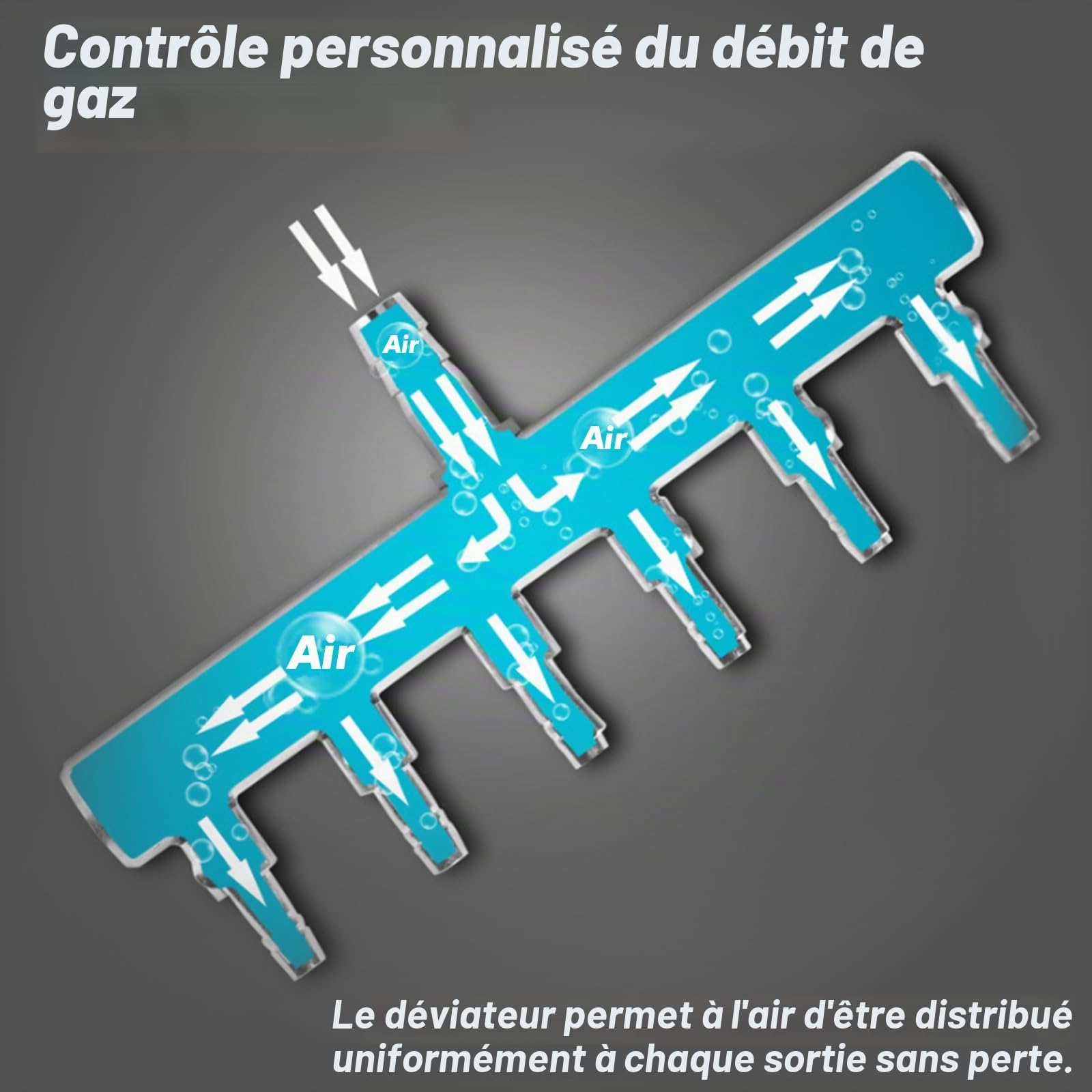 Pompe à air pour Aquarium 3300L/H 25W, Pompe à Oxygène avec Accessoires, Tuyau et Sortie d'air à 6 Trous, Silencieuse/Faible Vibration/Réglable, Bulleur Aquarium pour Up to 2200 litres