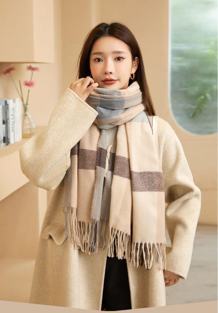 Amazon.co.jp: 本日限定価格 カシミアタッチチェックストールマフラー 