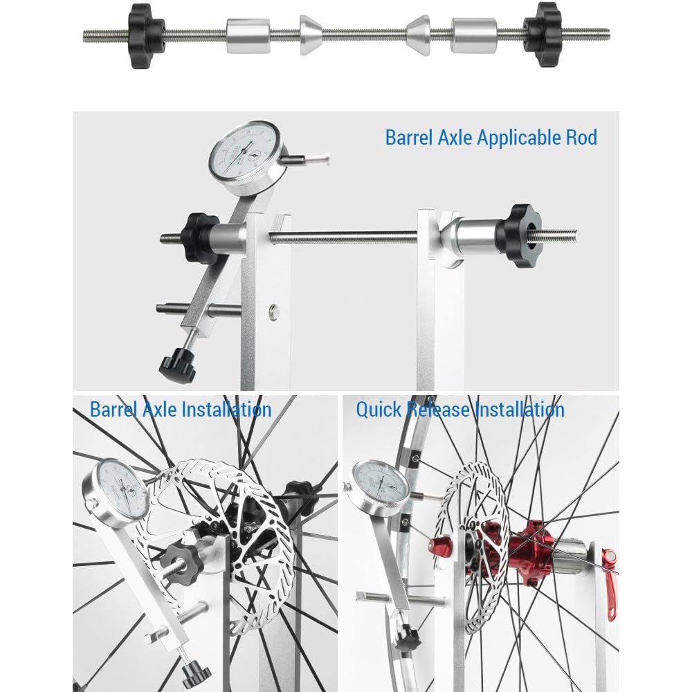 ACAGALA Fahrrad-Rad-Zentrierständer, Fahrrad-Rad-Ausrichtungs-Reparaturwerkzeug mit Messuhr für Schnellspanner und Steckachse