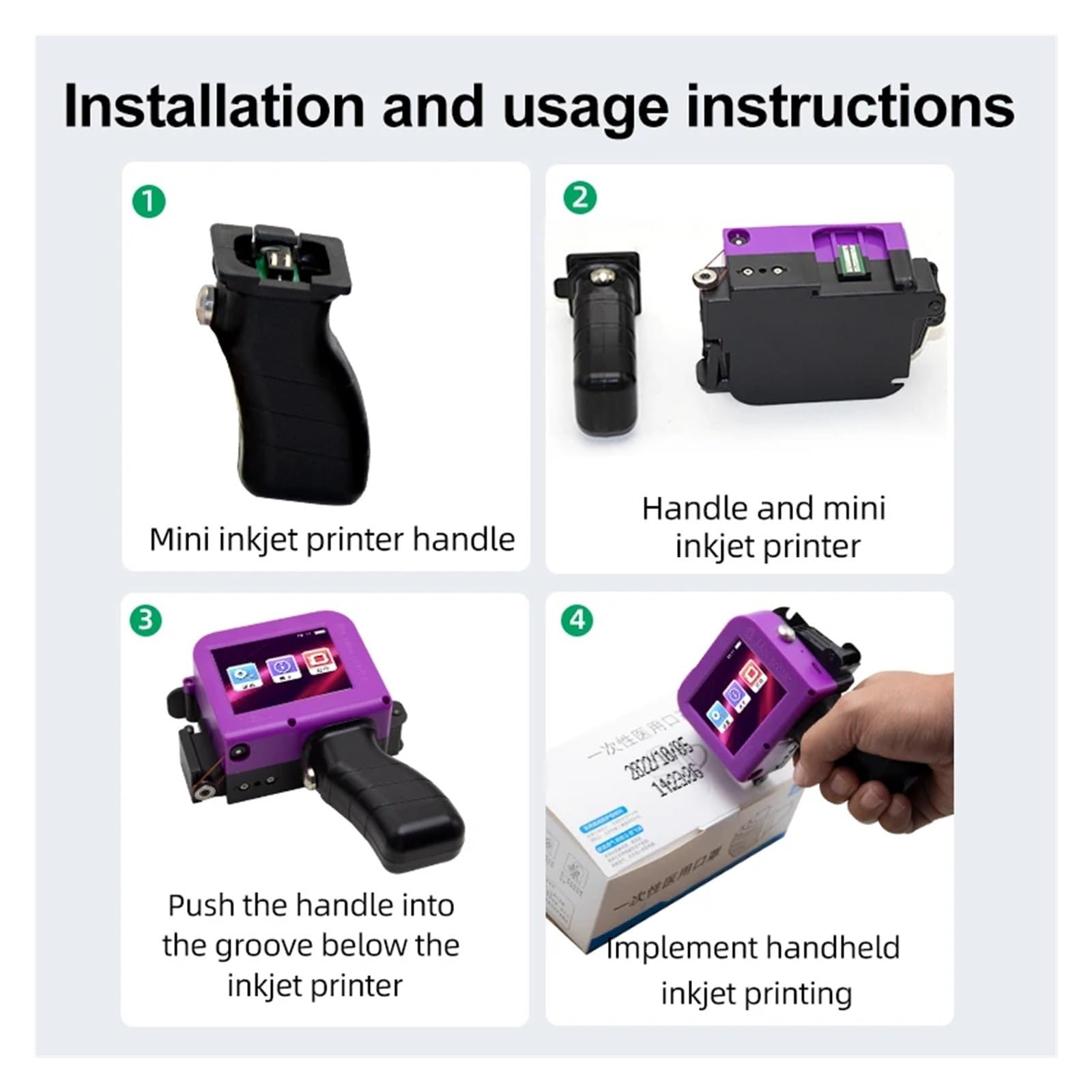 Tragbarer Mini-Tintenstrahldrucker mit Handbedienung, Produktionsdatum, QR-Code-Etiketten-Encoder, 12,7 mm, unterstützt mehrere Sprachsysteme(Printer - 2 Ink)